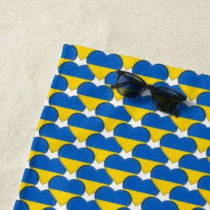 Serviette De Plage Ukraine drapeau ukrainien couleurs Coeurs patrioti
