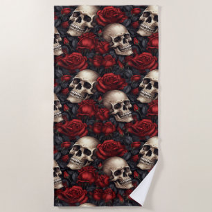 Serviette De Plage Un crâne et une série Rose 10