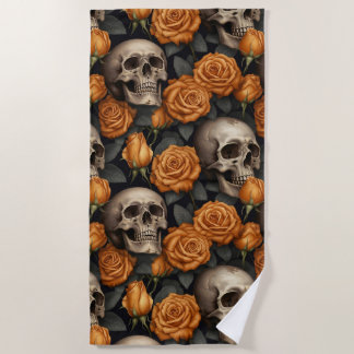 Serviette De Plage Un crâne et une série Rose 11