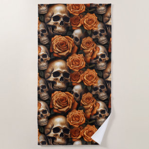 Serviette De Plage Un crâne et une série Rose 9