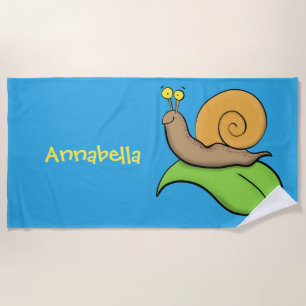 Serviette De Plage Un mignon escargot heureux sur une illustration d'
