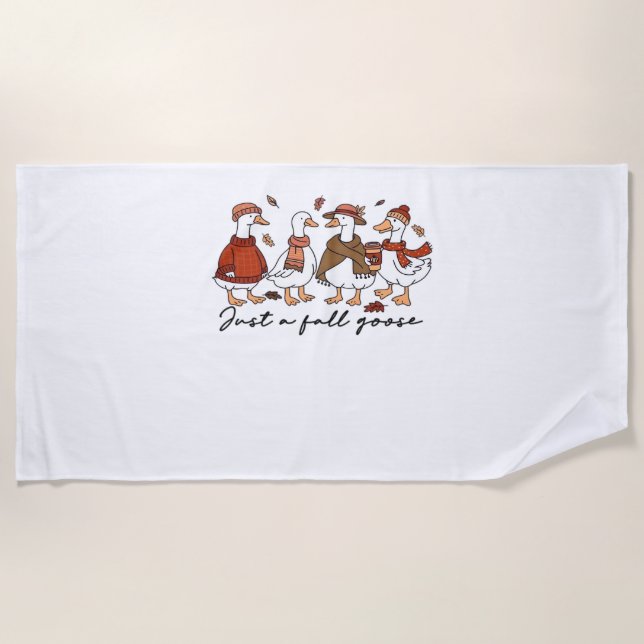 Serviette De Plage Un T-shirt trop grand pour une oie automne (Devant)