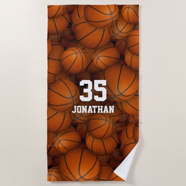 Serviette De Plage un tas de basket garçons filles motif sportif (Devant)