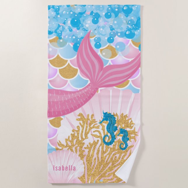 Serviette De Plage Une Belle Sirène 🧜 ‍ ♀️ Vie (Devant)