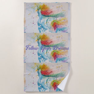 Serviette De Plage Unicorn Aquarelle Peinture Dreams Téléphone