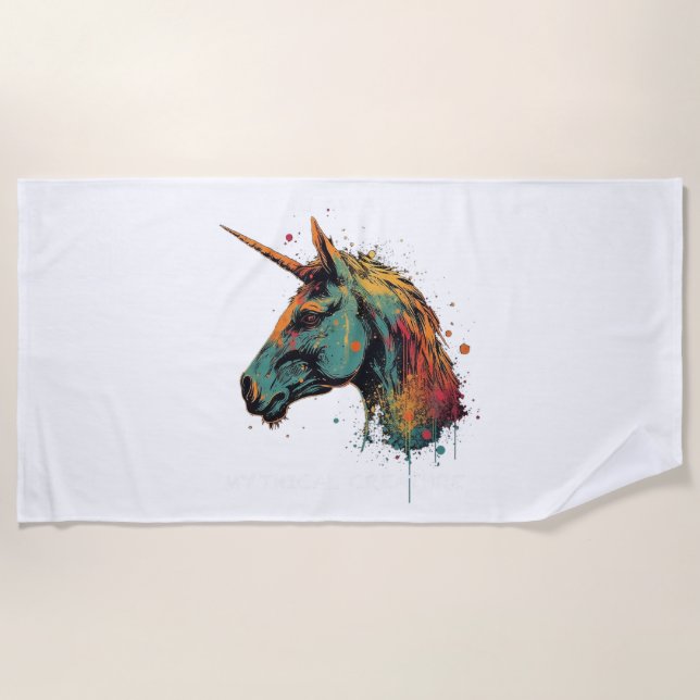 Serviette De Plage Unicorne Abstraite (Devant)