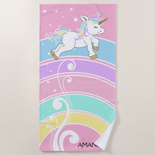 Serviette De Plage Unicorne arc-en-ciel