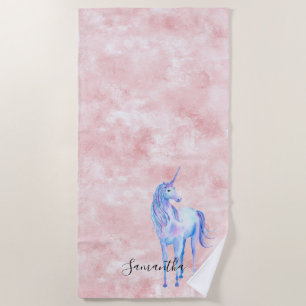 Serviette De Plage Unicorne rose Abstrait pourpre