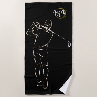 Serviette De Plage Unique Moderne Cool Mens Design Noir Ajouter Monog