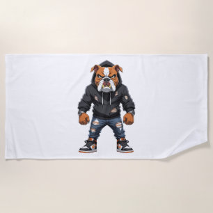 Serviette De Plage Urban Alpha Bulldog - Mascotte de style rue