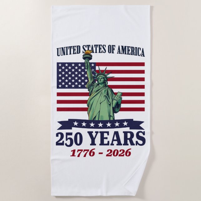 Serviette De Plage USA Statue of Liberty 250 Years 1776-2026 (Devant)