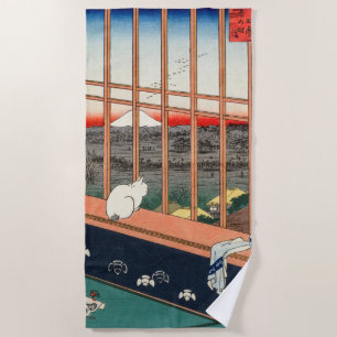 Serviette De Plage Utagawa Hiroshige - Champs de riz Asakusa
