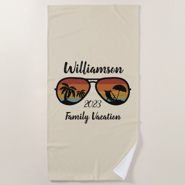 Serviette De Plage Vacances familiales personnalisées (Devant)