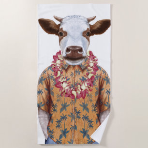 Serviette De Plage Vache à chemise hawaïenne