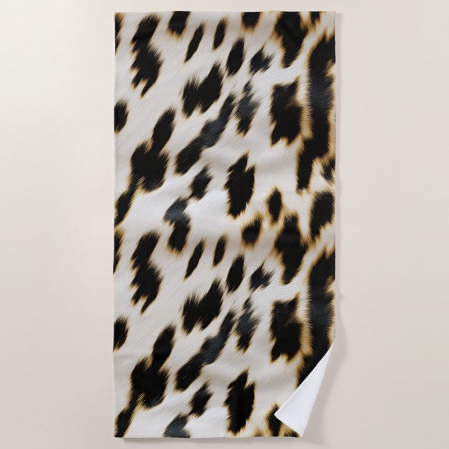 Serviette De Plage Vache blanche noire (Devant)
