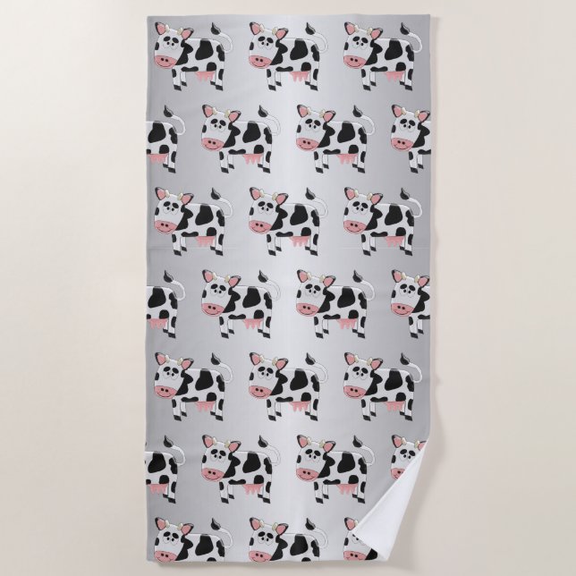 Serviette De Plage Vache Design gris couleur (Devant)