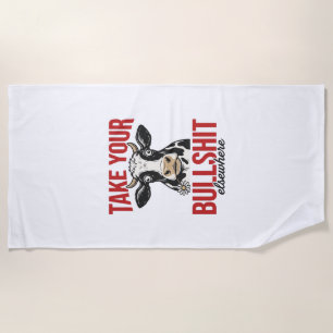 Serviette De Plage Vache drôle ailleurs conception de t-shirt vintage