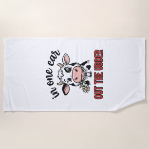 Serviette De Plage Vache drôle avec une oreille en moins Design de T-