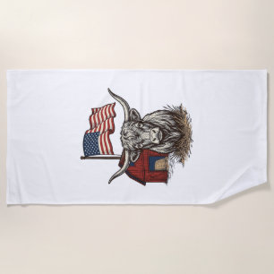 Serviette De Plage Vache Longhorn Patriotique et Conception Vectoriel