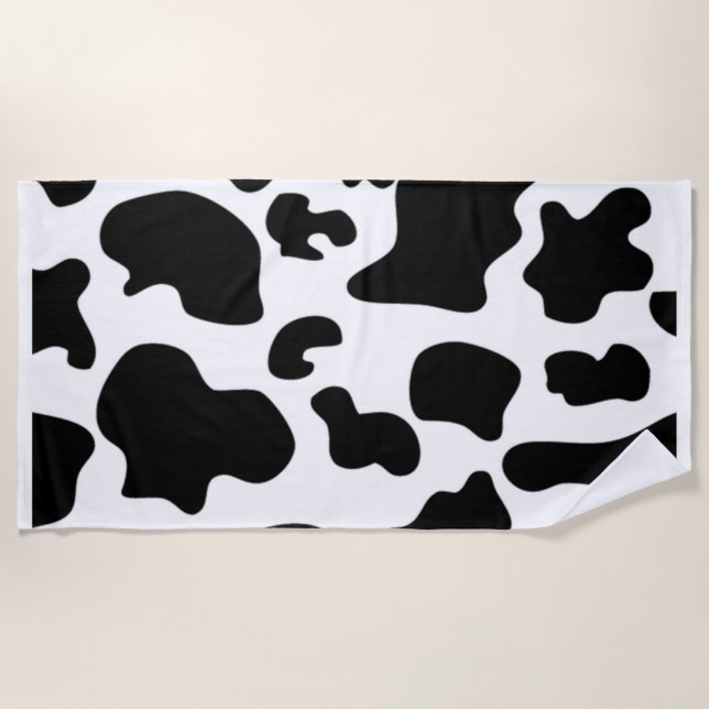 Serviette De Plage Vache noire et blanche (Devant)