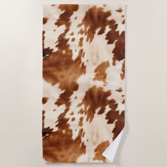 Serviette De Plage Vachette à crème Brown occidentale (Devant)