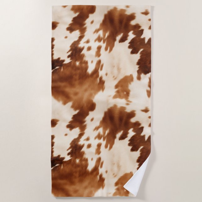 Serviette De Plage Vachette à crème Brown occidentale (Devant)