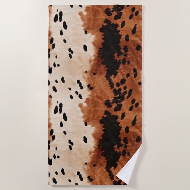 Serviette De Plage Vachette à crème noire Brown (Devant)