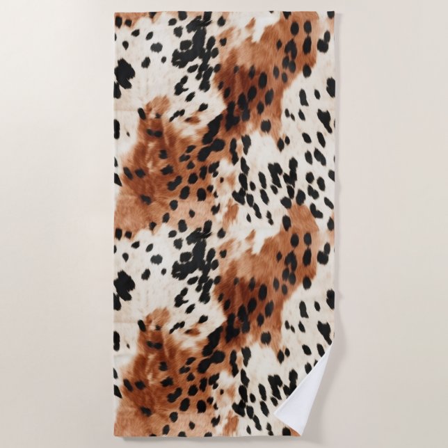 Serviette De Plage Vachette animale à la crème Brown (Devant)