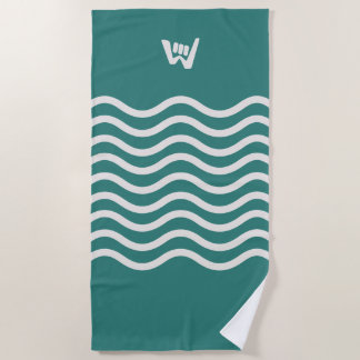 Serviette De Plage Vague et Marche Logomark Vagues Abstraites Turquoi