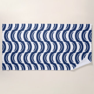 Serviette De Plage Vagues Abstraites bleues et blanches