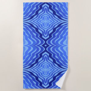 Serviette De Plage Vagues bleues réfléchissantes Moderne Design abstr