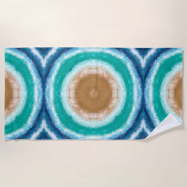Serviette De Plage Vagues océaniques bleues, Turquoises et turquoise (Devant)