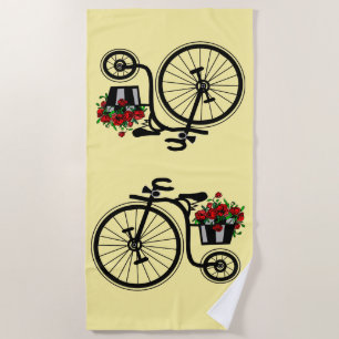 Serviette de plage vélo fleurs - Votre couleur