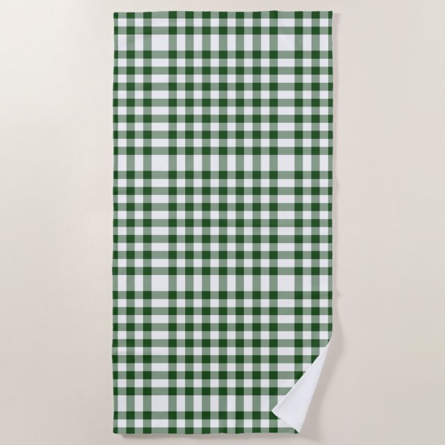 Serviette De Plage Verdure et blanc En vichy Bloc Plaid Beach (Devant)