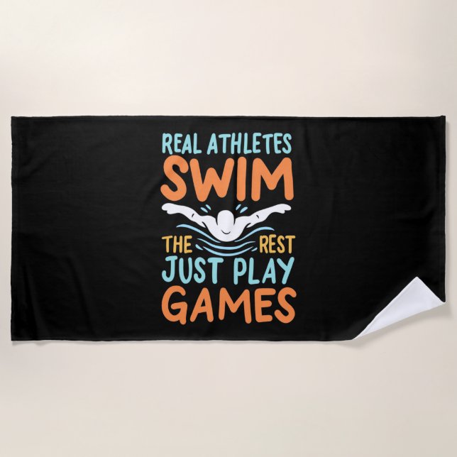 Serviette De Plage Véritables sportifs nager (Devant)