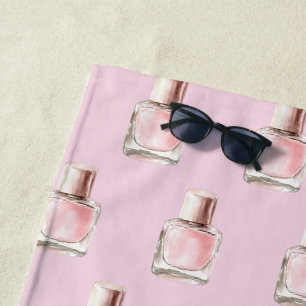 Serviette De Plage Vernis à Ongles Rose Élégant  