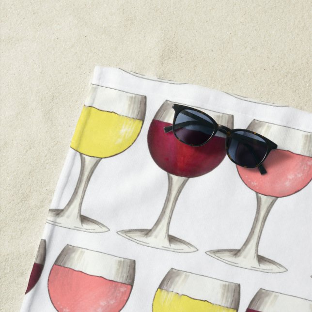 Serviette De Plage Verre Rouge Blanc Rosé Verres Vin Vin Louveur de v (En situation)