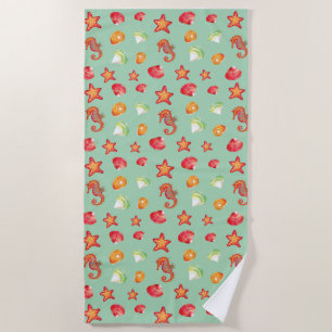 Serviette De Plage Vert de mer de plage d'hippocampe