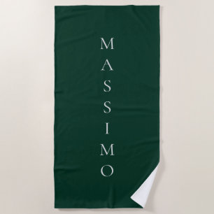 Serviette De Plage Vert foncé uni élégant décontracté propre nom