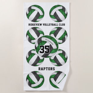 Serviette De Plage vert noir équipe couleurs cadeaux girly volleyball