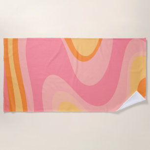 Serviette De Plage Vibe rétro Abstrait Swirl 60s les années 70 rose e