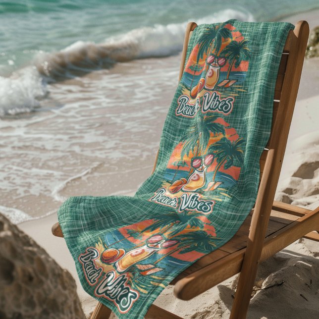 Serviette De Plage Vibes de plage Vert foncé (Créateur téléchargé)