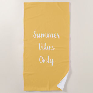Serviette De Plage Vibes d'été jaune et blanc uniquement