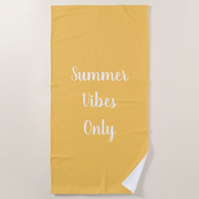 Serviette De Plage Vibes d'été jaune et blanc uniquement (Devant)