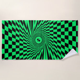 Serviette De Plage Vibrant Green Rays Custom Sun Graphic Beach Towne