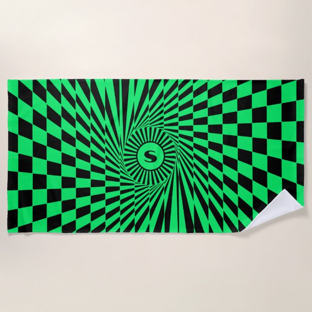 Serviette De Plage Vibrant Green Rays Custom Sun Graphic Beach Towne (Devant)