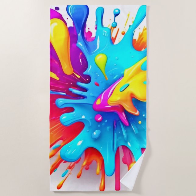 Serviette De Plage Vibrant Peinture néon art éclatant (Devant)