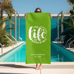 Serviette De Plage Vie de Piscine Vert Lime