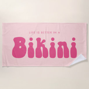 Serviette De Plage Vie rose rétro amusant mieux en Bikini été