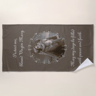 Serviette De Plage Vierge vintage et enfant avec cadre argenté